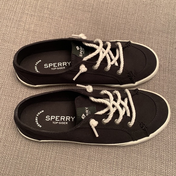 SPERRY Top-Sider with Memory Foam Black Boat Shoes - Picture 2 of 9